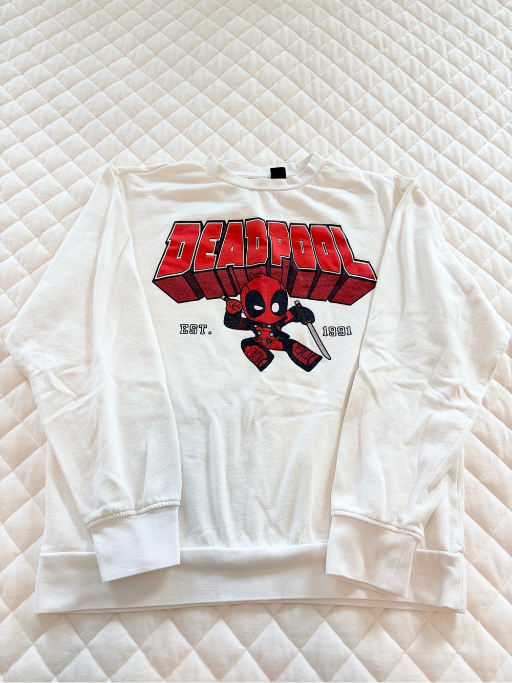 Marvel Deadpool White Crewneck Sweatshirt
